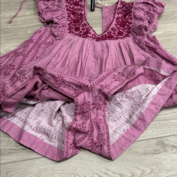 Free People Cutie Pie Romper In Azalea Combo Pink Embroidered Boho Romper Size L - Picture 14 of 16